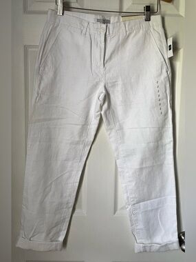 GAP Linen Cotton Broken In Straight White Khaki Casual Chino Pants